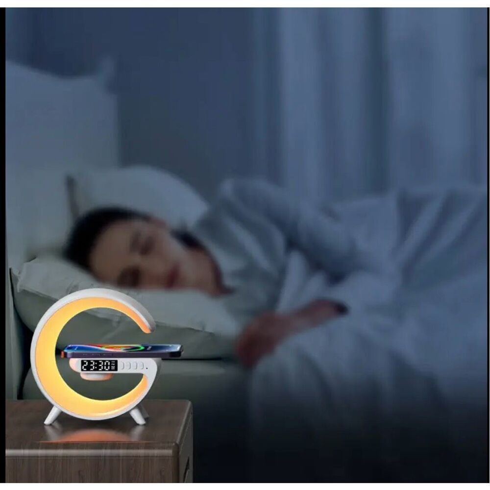 NWT Bluetooth Wireless Charger Station Stand w Alarm Clock Speaker & Light - Picture 8 of 12